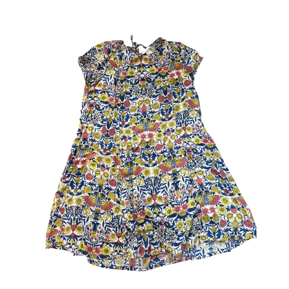 H&M Dress Women Blue Yellow Floral Botanical Print Shift Boho SIZE 8
